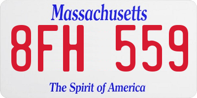 MA license plate 8FH559