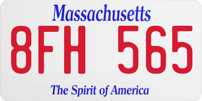 MA license plate 8FH565