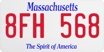 MA license plate 8FH568