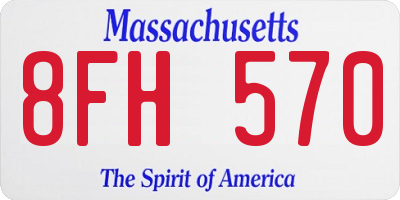 MA license plate 8FH570
