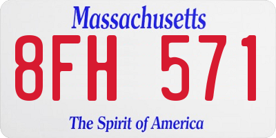 MA license plate 8FH571