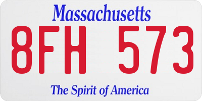 MA license plate 8FH573