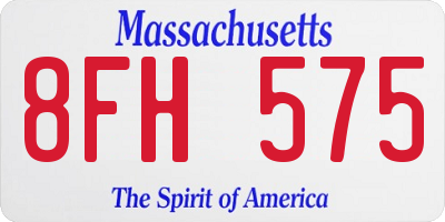 MA license plate 8FH575