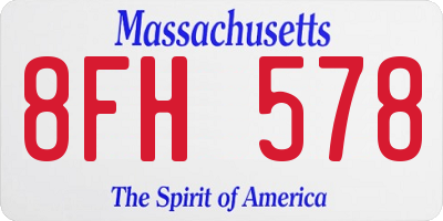 MA license plate 8FH578
