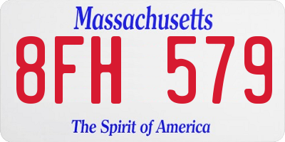 MA license plate 8FH579