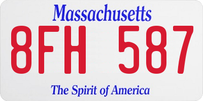 MA license plate 8FH587