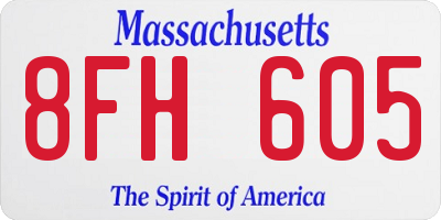 MA license plate 8FH605