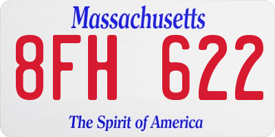 MA license plate 8FH622