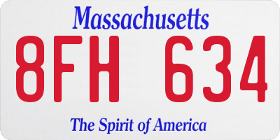 MA license plate 8FH634