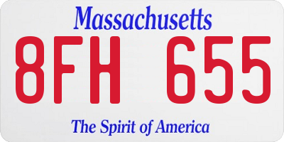 MA license plate 8FH655