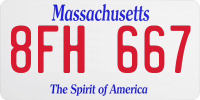 MA license plate 8FH667