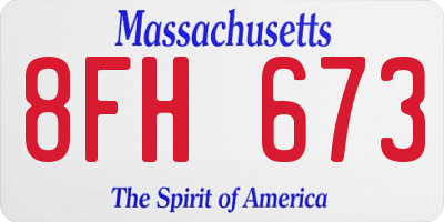 MA license plate 8FH673