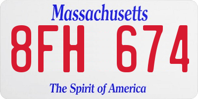 MA license plate 8FH674