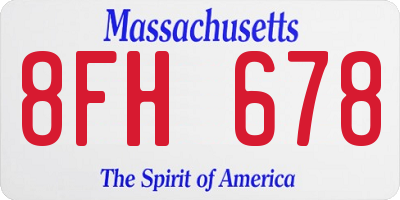 MA license plate 8FH678