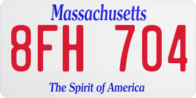 MA license plate 8FH704