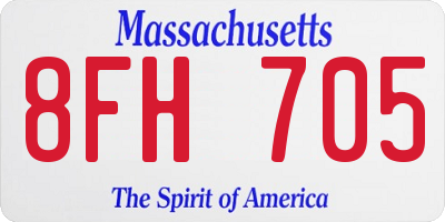MA license plate 8FH705
