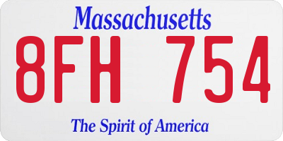 MA license plate 8FH754