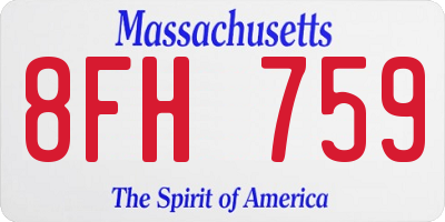 MA license plate 8FH759