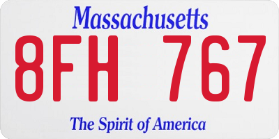 MA license plate 8FH767