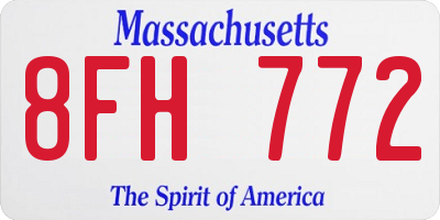 MA license plate 8FH772