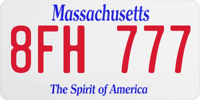 MA license plate 8FH777