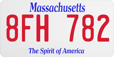 MA license plate 8FH782