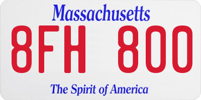 MA license plate 8FH800