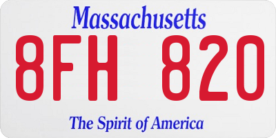 MA license plate 8FH820