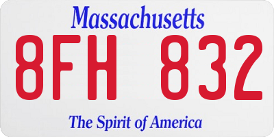 MA license plate 8FH832