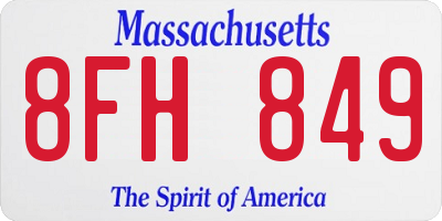 MA license plate 8FH849