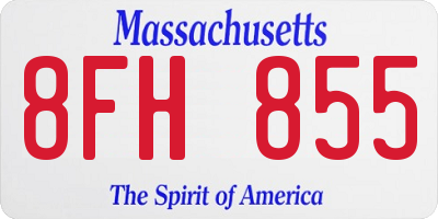 MA license plate 8FH855