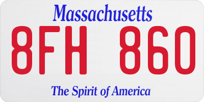 MA license plate 8FH860