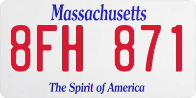 MA license plate 8FH871