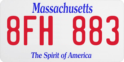MA license plate 8FH883