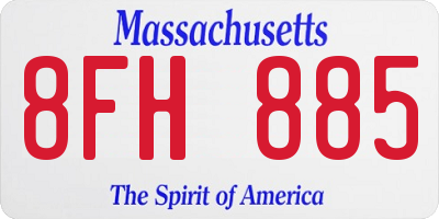 MA license plate 8FH885