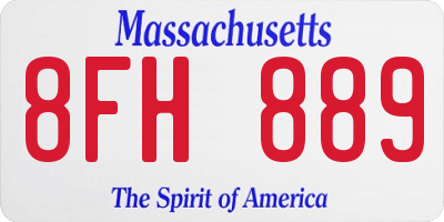 MA license plate 8FH889