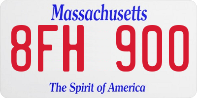 MA license plate 8FH900