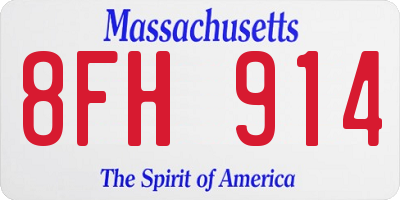 MA license plate 8FH914