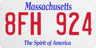 MA license plate 8FH924