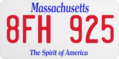 MA license plate 8FH925