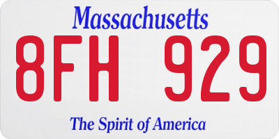 MA license plate 8FH929