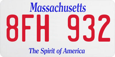MA license plate 8FH932