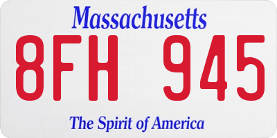 MA license plate 8FH945