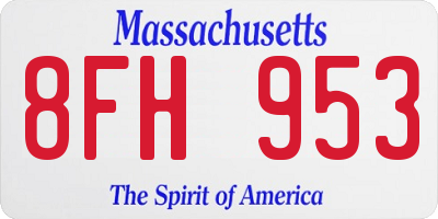 MA license plate 8FH953