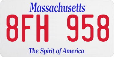 MA license plate 8FH958