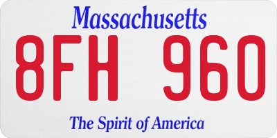 MA license plate 8FH960