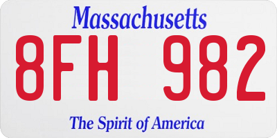 MA license plate 8FH982