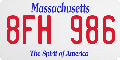 MA license plate 8FH986