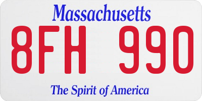 MA license plate 8FH990