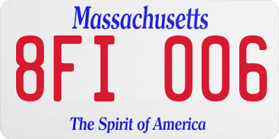 MA license plate 8FI006